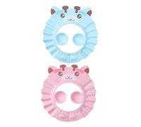HAPINARY Cuffia da Doccia Regolabile per Bambini Protezione Orecchie in Materiale Eva, Cappello per Shampoo a Cartoni Animati, 2 Pezzi Blu e Rosa per Bagno e Viaggio