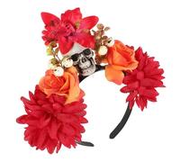 HAPINARY Fascia Capelli Halloween con Teschio e Fiori Scarlatti Accessorio Leggero e Comodo per Donne e Ragazze Decorazione Costume Party Giorno dei Morti