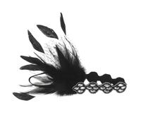 HAPINARY fascia per capelli in piume per banchetto Prop del copricapo Chiesa del carnevale Accessorio per capelli da festa per festa fascia per il tè strass Black