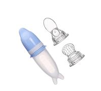 HAPINARY Food Feeder Silicone Con Cucchiaio Dosatore e Ciuccio Antisversamento Per Alimentazione Blu Con Te