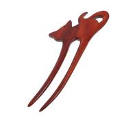 HAPINARY Forcina per Capelli in Legno di Sandalo Forma di U con Design Gatto Retrò Accessorio Vintage per Acconciature con Doppia Forchetta Fermaglio per Chignon e Look Quotidiano per