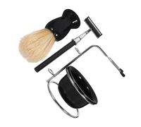 HAPINARY Kit Da Barba Manuale Uomo 5 Pezzi Rasoio, Pennello in Nylon e Ciotola, Supporto Pennello Incluso, Set Rasatura Profonda Per Tutti i Tipi Di Pelle