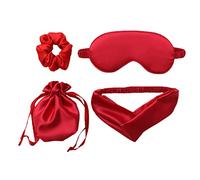 HAPINARY Maschera Per Dormire in Seta Artificiale Kit Da 4 Pezzi Benda Pratica Per Coprire Gli Occhi Fascia Per Chioma E Borsa Per Chioma
