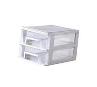 HAPINARY Mobiletto Portaoggetti a Due Strati in Plastica Trasparente e Bianca, Armadio a Cassetti Compatto Per Ufficio e Studio, Organizer Portaoggetti Multifunzionale Per Scrivania e Spazi Piccoli