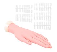 HAPINARY Modella Per Nail Art Mano Finta in Silicone Flessibile 100 Tip Unghie Set Di Allenamento Per Manicure Professionale Riutilizzabile Per Principianti e Saloni Di Bellezza