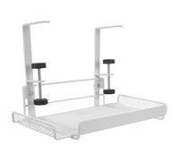 HAPINARY Organizer da Scrivania Sospeso con Morsetto Bianco Regolabile Cestino Porta Documenti e Porta Cavi per Ufficio Scaffale Salvaspazio Sotto Tavolo per Postazioni di Lavoro e Studio