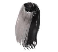 HAPINARY Parrucca Metà Nera E Metà Grigia Sfumata Lunga Parrucche Sintetiche Lisce Per Halloween Cosplay Feste