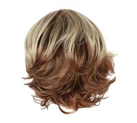 HAPINARY Parrucca Riccia Colorata Naturale Parrucca Corta Per Donne E Ragazze Chioma Realistici in Legno Accessori Per Chioma Adatti A Tutti I Colori Di Pelle