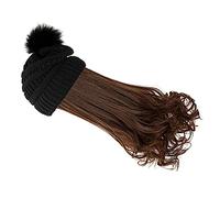 HAPINARY Parrucche Berretto Chioma Attaccati Per Donna Parrucca Lunga Ondulata Cappello Caldo Invernale Berretto Uncinetto Pompon