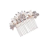 HAPINARY Pettine Per Chioma Da Sposa in Lega Perle Finte E Design Floreale Dimensioni 8,5x6 Cm 3,3x2,4 Pollici Superficie Lucida Per Feste Banchetti E Matrimoni