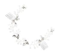 HAPINARY Pettine Per Con Fiori Strass Accessorio Nuziale Elegante Per Spose Pettine Doppio Supporto Per Acconciature Da Matrimonio Headpiece Raffinato Per Cerimonie e Feste