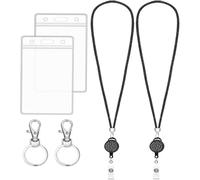 HAPINARY Porta Badge Cordino Retrattile e Custodia Morbida Trasparente Set 2 Pezzi, Protezione per Carte d'Identità e Tessere, per Uso Quotidiano e Contesto Lavorativo