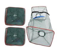 HAPINARY Rete da Pesca per Gamberetti 3 Pezzi Trappola Pieghevole a Due Fori in Materiale Elastico per Acqua Fermo e Salata Uso Portatile per Pesca di Aragoste e Anguille Colore Casuale