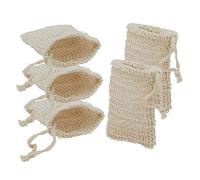 HAPINARY Sacchetti Di Sapone Esfolianti in Cotone e Lino 5 Pezzi Con Coulisse Per Bagno, Rete Schiumogena Per Pelle Secca e Ruvida, Accessorio Porta Sapone Per Massaggio Corpo e Viso