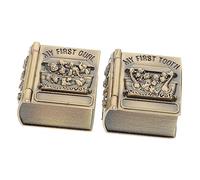 HAPINARY Scatola Porta-lanugine e Dentini in Metallo Per Bambini, Contenitore Sicuro Flanella Per Primi Denti, Custodia Retrò Decorativa Motivo Animale, Set Da 2 Pezzi Per Conservare Ricordi Neonati