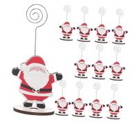 HAPINARY Set 12 Pezzi Clip Porta Note e Foto Natalizie in Legno e Metallo Base Piatta Design Babbo Natale per Casa e Ufficio Decorazioni Natalizie Funzionali
