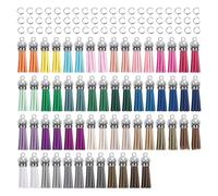 HAPINARY Set 120 Pezzi Ciondoli con Nappe in Similpelle e Anelli di Congiunzione per Portachiavi Braccialetti e Gioielli Fai da Te Accessori per Artigianato Creativo e Personalizzazione