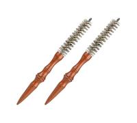 HAPINARY Set 2 Pezzi Spazzola Rotonda Piccola Mini in Legno con Setole di Cinghiale per Chioma Ricci e Barba, Facile da Districare e Portatile per Uso Quotidiano a Casa o Ufficio