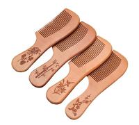 HAPINARY Set 4 Pettini per Chioma in Legno di Pesco Inciso, Materiale Sintetico, Anti Statico, Leggeri e Portatili per Massaggio Delicato e Sollievo Dalla Fatica