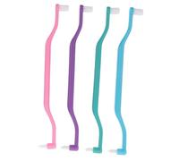 HAPINARY Set 4pezzi Scovolini Dentali Doppia Testina in Plastico Manico Curvo e Setole Piccole per Pulizia Profonda e Accesso Migliorato a Zone Difficili Idea Regalo per Casa e Festa