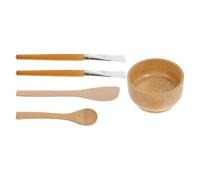 HAPINARY Set 5 Pezzi Accessori per Maschere Fai da Te in Bamboo Ciotola 10-12 CM Pennelli Delicati Spatola e Bastoncino Miscelatore Utensili Riutilizzabili per Cura Viso e Salone di