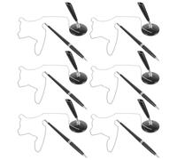 HAPINARY Set 6 Penne di Sicurezza da Banco con Base Adesiva Antiscivolo Catena Robusta e Supporto Girevole 360° Penne a Inchiostro Liquido per Ufficio Banca Hotel e Reception