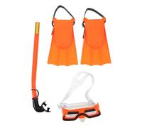 HAPINARY Set Completo Snorkeling per con Pinne Arancioni e Maschera Anti-perdita, Attrezzatura per Nuoto e Vacanze in Famiglia, Boccaglio Asciutto e Taglia 25-30