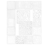 HAPINARY Set di 16 Stencil per Pittura Motivi di Pelle Animale, in Plastica Resistente e Lavabile, per Progetti Artigianali su Mobili e Pareti Lisce