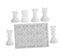 HAPINARY Set Stampi in Silicone per Pezzi degli Scacchi 3D Fai da Te Stampi per Modellazione di Scacchi Internazionali 6 Forme Re Regina Alfiere Cavallo Torre Pedone Materiale