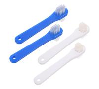 HAPINARY Spazzolino da Denti in Pp Ecologico Doppia Testina 4 Pezzi Facile da Trasportare, per Igiene Orale Quotidiana per Protesi Parziale e Totale degli Adulti