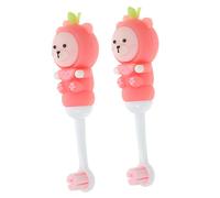 HAPINARY Spazzolino da Denti per Bambini 0-9 Anni Set 2 Pezzi Setole Morbide Testina Tonda Rosa Ergonomico a Forma di Orsetto per Igiene Orale Quotidiana Bambini Piccoli