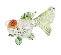 HAPINARY Statuina Orientale Carpa di Decorativa Koi e Cristallo Pesce Verde, Simbolo di Fortuna Prosperità Elegante Stile per Decorazione da Tavolo