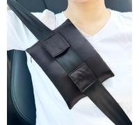 HapiPoppy - Cuscini per cintura di sicurezza per pazienti sottoposti a chemioterapia, con protesi cardiaca, oncologici, protezione toracica, cuscini di recupero post-operatorio, nero satinato setoso