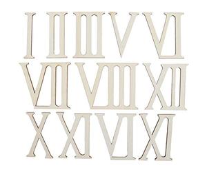 Hapivida 12pcs decorazioni per pareti numeriche romane, 7 cm Numeri romani in legno Numero da parete Numeri in legno Lettere romano forme per la pittura