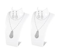 Hapivida 2 Pezzi Espositore Busto Collana, 13,8 x 21,5 cm Busto Espositore Collane Busto per Manichino di Gioielli, Espositore per Collana per Girocolli, Pendenti, Catene e Collan (Bianco)