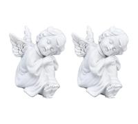 Hapivida 2 Pezzi Statua di Cherubino, 5,5×6 cm Statua Angelo in Resina Custode Bianco Statue di Piccoli Angeli Dormienti Scultura Angelo Decorativa per Interni ed Esterni Domestica(#1)