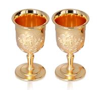 Hapivida 2 Pz Calice Calice Tazze, 3.7 x 6.8cm Vintage Golden Medieval Gotic Calice, Metallo Retro Wine Cup Calice Tazze per Party Home Bar Matrimonio