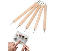 Hapivida 5 Penne Dotter per Nail Art a Doppia Punta, Strumenti per Decorazione Unghie, Pennelli Doppia Testa per Unghie Finte e Acriliche