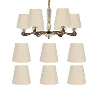 Hapivida 6 Pezzi Paralume in Tessuto, Moderno E14 Clip su Paralumi Lampadario per Candela Lampadario in Lino, Droplight Paralume in Tessuto Stile Nordico Paralumi
