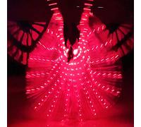 Hapivida Ali a Farfalla a Led, Costume da Ballo delle Fata Ali Illuminate da 57 Pollici con Bastoncini Telescopici per Adulti Festa di Halloween di Natale (Rosso)