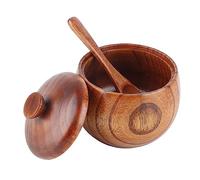 Hapivida Barattolo per Spezie in Legno, Saliera in Legno con Coperchio E Cucchiaio, Contenitore per Condimenti, Zuccheriera per Pepe, per Servire in Cucina (1Pcs)