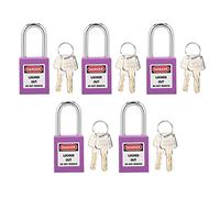 Hapivida Blocco di Sicurezza per Macchine, 5 Serrature a Combinazione 38mm con 10 Chiavi ed Etichetta Scriviibile, Design Monopezzo Resistente a Urto e Temperature Estreme (-57℃/+1 (Viola)