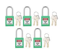 Hapivida Blocco di Sicurezza per Macchine, 5 Serrature a Combinazione 38mm con 10 Chiavi ed Etichetta Scriviibile, Design Monopezzo Resistente a Urto e Temperature Estreme (-57℃/+1 (Verde)