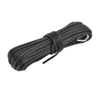 Hapivida Cavo di Recupero per Verricello Sintetico, Nylon Nero 15m 50ft 1/4in 12 Trefoli, Resistente all'Usura e agli Agenti Atmosferici, per SUV Camion ATV UTV