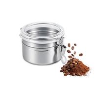 Hapivida Contenitore per Caffè in Acciaio Inossidabile, Contenitore per Alimenti in Acciaio con Coperchio e Morsetto di Bloccaggio Scatola da Tè da Cucina Sigillato Sottovuoto per Caffè Tè Noci(S)