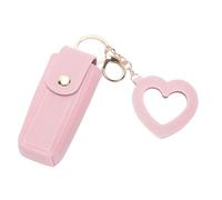 Hapivida Custodia Porta Rossetto con Specchio a Forma di Cuore, Portachiavi in Pelle PU per Borse, Organizzatore da Viaggio, Custodia Portatile per Rossetto Standard per Donne (Rosa)