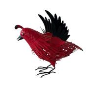 Hapivida Decorazione in Ferro battuto con pettirosso, Ornamento di Simulazione di Uccelli per Pasqua, Natale, tombe, aiuole, Patio, Giardino, Artigianato paesaggistico (Rosso)