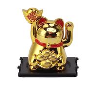 Hapivida Lucky Cat, Maneki Neko a energia solare che fa cenno al Lucky Cats Fengshui Waving Cat Gacetune Fortune Cats per arredamento per auto da casa (Oro)