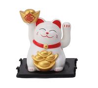 Hapivida Lucky Cat, Maneki Neko a energia solare che fa cenno al Lucky Cats Fengshui Waving Cat Gacetune Fortune Cats per arredamento per auto da casa (Bianco)