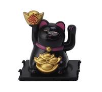 Hapivida Lucky Cat, Maneki Neko a energia solare che fa cenno al Lucky Cats Fengshui Waving Cat Gacetune Fortune Cats per arredamento per auto da casa (Nero)
